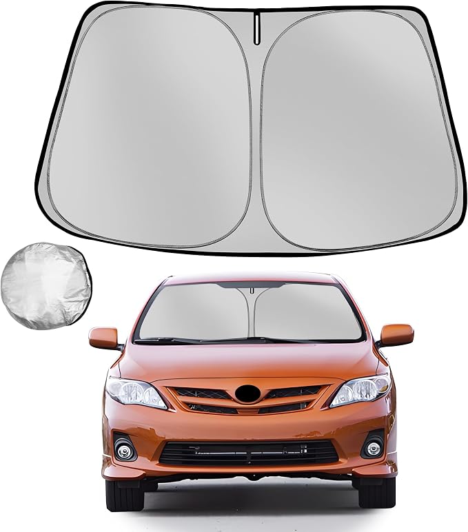 Windshield Sun Shade for 2009-2013 Toyota Corolla | Foldable Sun Sunshade for Car Front Window Blocks UV Rays and Heat Automotive Interior Protector Custom Fit Accessories by Fonowka