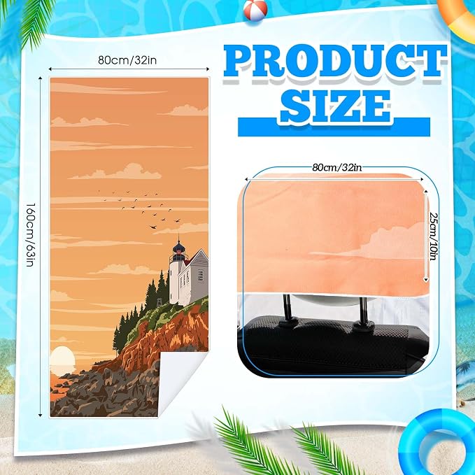 1 Pack Car Seat Towel Cover with Storage Bag, Mount Desert Island Style | 63 x 32 in Car Towel Seat Cover Non Slip Waterproof, Gym Workout Swimming Running, Machine Washable Sweat Absorbent Protector - Image 2
