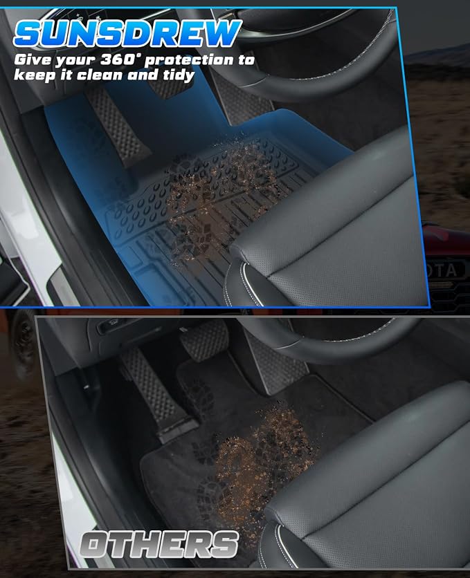 Sunsdrew Floor Mats for 2022-2025 2026 Genesis GV70 Accessories (Not for Electrified GV70), All Weather Car Mats Front Rear 2 Rows Floor Liners TPE Rubber Raised Edge - Image 5