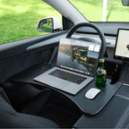 YONZEE Foldable Desk Food Tray (Carbon Edition) for Tesla Model Y Model 3 S X Y Juniper Accessories- Upgraded Table with Support Leg for Dining, in-Car Work, Travel and Outdoor (1 Pack) by YONZEE