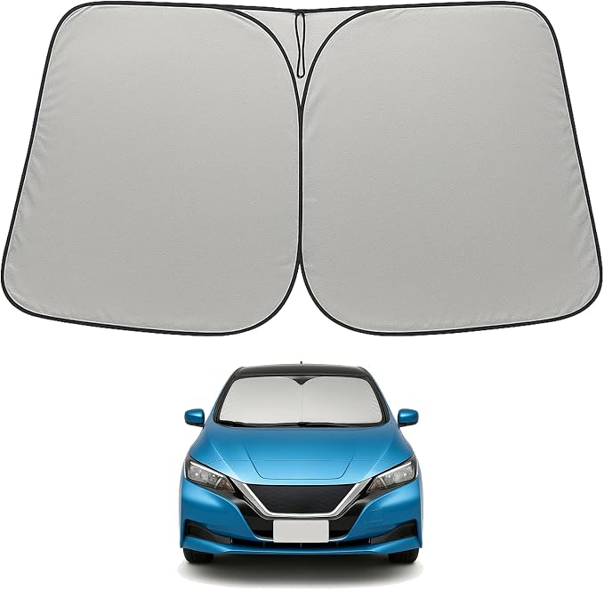 Proadsy Custom Fit 2018-2026 Nissan Leaf Windshield Sun Shade, Blocks Heat | 240T Heat Shield, Drops Temp 54°F, Blocks 99% UV, Prevents Dashboard Cracking, Summer Parking & Beach Trips, Easy Twist-Fold by Proadsy