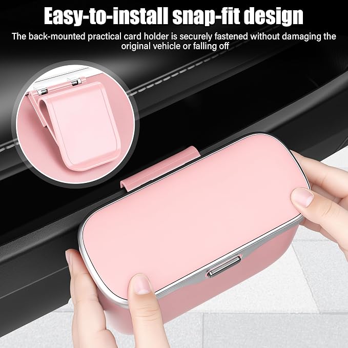 UYYE Car Trash Can, Car Garbage Bin with Lid & Handle - Leak-Proof Mini Trash Can for Car, Truck, SUV - Essential Car Accessories for Organization (Pink) - Image 3