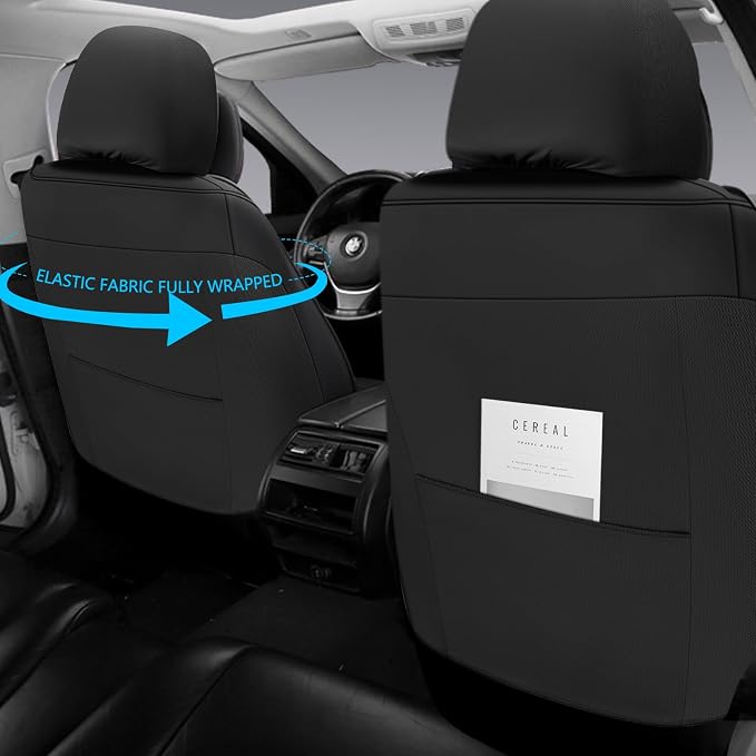 Full Coverage Leather Car Seat Covers for Cars,SUVs and Pick-up Trucks,Car Seat Protector,Automotive Seat Covers,Car Seat Cushion,Black Seat Cover,Front Seat Cover for 2 Seats - Image 4