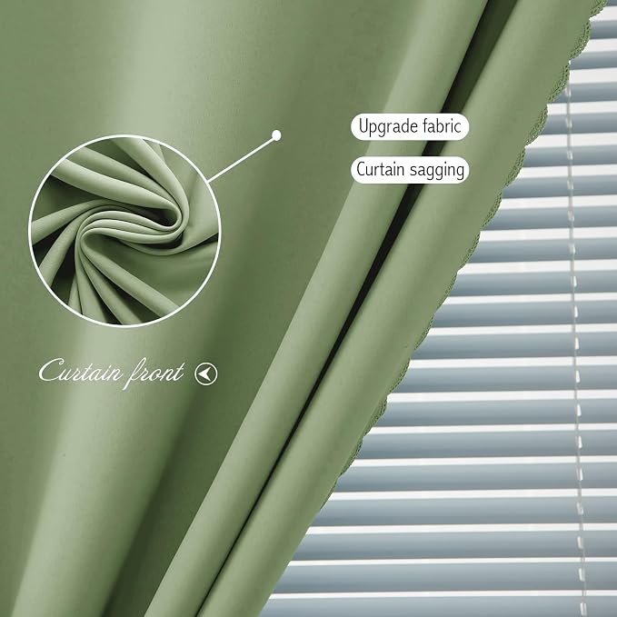 Magic Tape Blackout Curtains for Bedroom No Drillng Self Adhesive Curtains No Rod Small Window, 35" W X 71" L, Sage Green, 1 Panel - Image 5