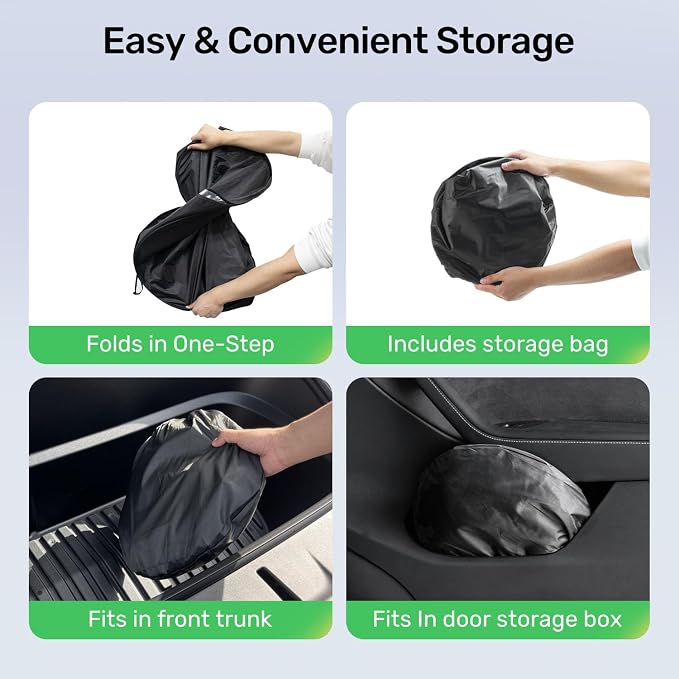 2026 Upgraded Zanch Windshield Sun Shade for Tesla Model Y Juniper | UV Protection & Heat Reduction, Light-Blocking, Heavy-Duty, Easy to Store&Setup, Keep Interiors Cool, Sun Shield for Parking - Image 6