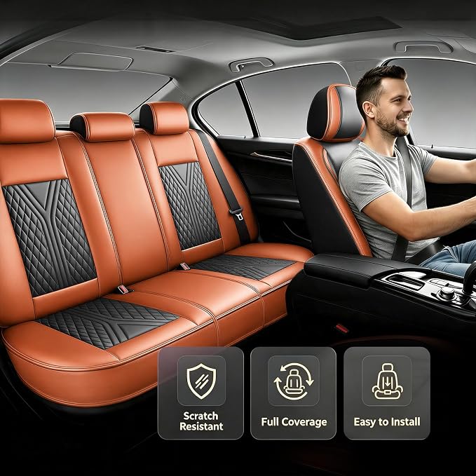 for Subaru Ascent 2019-2026 Car Seat Covers, Full Set, Brown | Luxury Full Coverage Leather Seat Protectors, Waterproof Breathable, Non-Slip, Easy to Install, Airbag Compatible, All-Season - Image 2