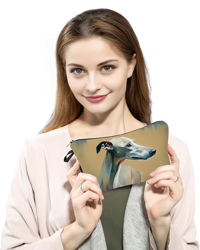 Greyhound Dog Print Women Makeup Bag Travel Cosmetic Organizer Bag Small Zipper Toiletry Bag A Gift for Animal Lovers - Image 3