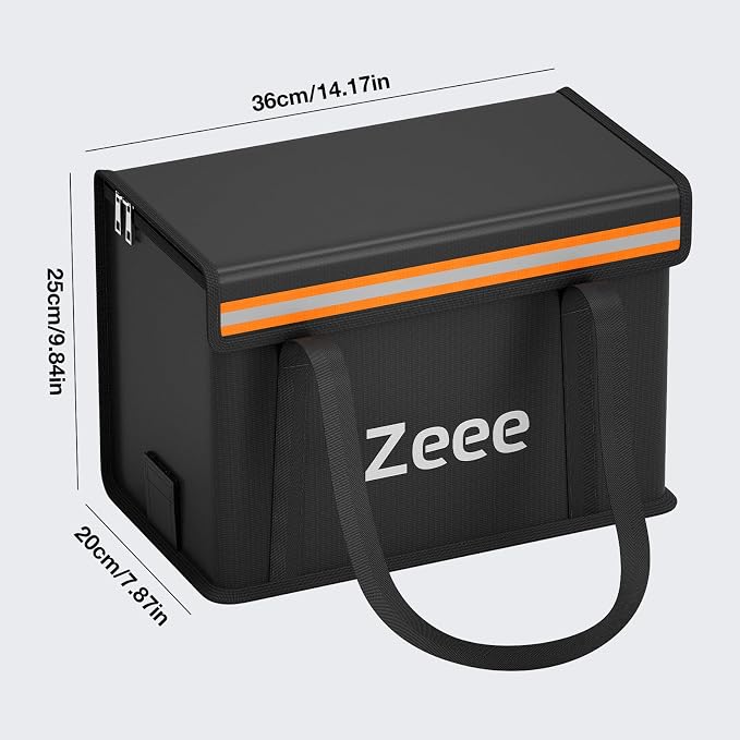 Zeee Lipo Battery Bag Fireproof Explosionproof Safe Bag Extra Large Capacity Lipo Battery Storage Guard Safe Pouch for Charge & Storage(14.17 * 7.87 * 9.84in) - Large Size - Image 2