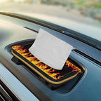 Biyejit Car Tissue Holder, Fire Flame PU Leather Hanging Paper Towel Box, Auto Napkin Holder Cover Paper Tissue Dispenser for Sun Visor & Backseat Vehicle - Image 5