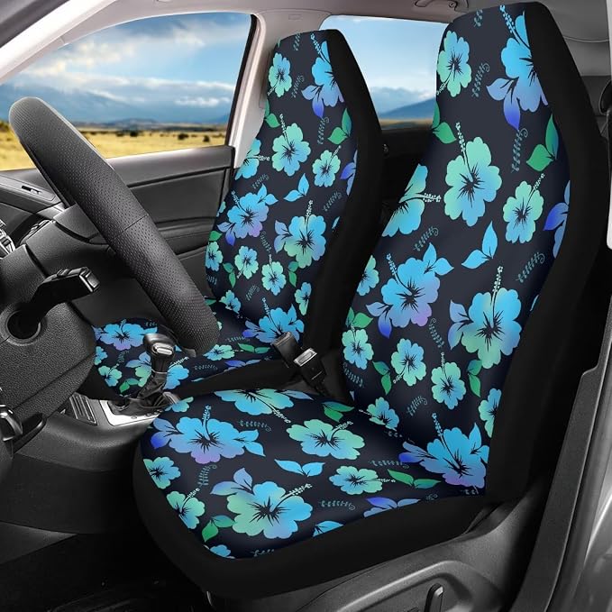 Hibiscus Flower Car Seat Covers Washable Seat Protector for Women Men Hawaiian Style Automotive Vehicle Seat Covers for Cars Interior for Cars, Sedans, Trucks, SUVs - Image 2