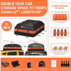 Car Rooftop Cargo Carrier Bag 21 Cubic feet Waterproof Car Roof Top Bag for All Cars with/Without Rack, Includes Anti-Slip Mat, 10 Reinforced Straps, 6 Door Hooks, Luggage Lock - Image 5