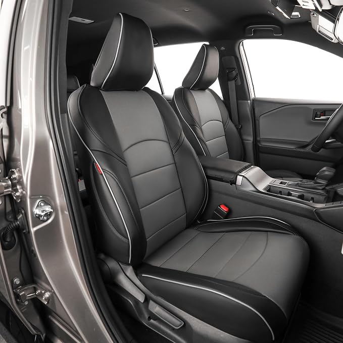 EKR Car Challenger Seat Covers 2011-2014,Leatherette Full Set | Custom Fit for Dodge Challenger 2011 2012 2013 2014 -Faux Leather(Black/Gray) by EKR