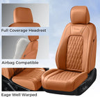 Coverado Premium Leather Full Set Seat Covers Waterproof Heavy-Duty Protectors Custom Fit for Ford F150 (2015-2026) F250/F350/F450 (2017-2026)-Orange, Stain-Resistant - Image 3