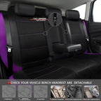CAR PASS Leather Seat Covers, Breathable Universal Car Seat Cover Full Set for Cute Women Girly,Super 5mm Composite Sponge Inside,Airbag Compatible fits Most Auto,SUVs,Trucks,Vans(Black&Purple) - Image 7
