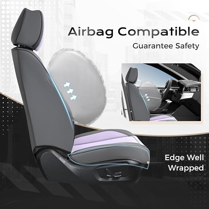 Coverado Car Seat Covers, Seat Covers for Cars, Waterproof Leather Auto Seat Protectors, Leather Car Seat Cushion, Car Interiors Accessories Universal Fit for Most Cars - Image 3