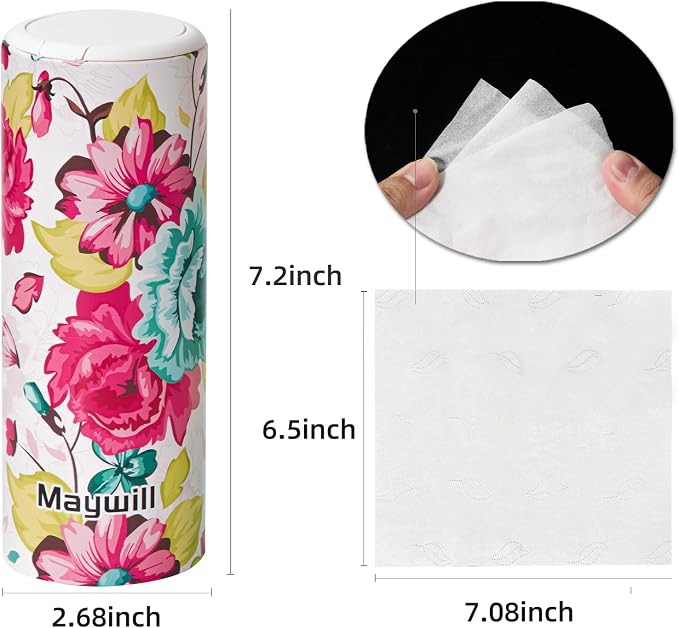 Chic Facial Tissue Holder for Car Cup Holder - Travel Tissue Tubes Box Container (3-ply, 4 Pack, 200 Sheets) - Image 4