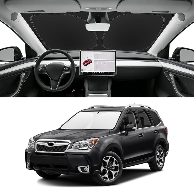 Custom Fit Windshield Sun Shade for Subaru Forester 2014-2018 | Blocks UV Rays and Sun Heat, Helps Reduce Interior Temperature, Protects Dashboard from Fading, Folds Easily for Storage by SLOGENTO