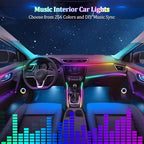 Acrylic Interior Car LED Strip Light with APP Remote Control, 175in 6 in 1 RGB Dreamcolor Neon Flexible Strip Fiber Optic LED Ambient Lighting Kits,RGB Music Lights Sync for Inside car Decorations - Image 4