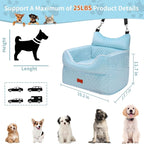 Dog Car Seat for Small Dogs Up to 25 lbs with 6-Inch Memory Foam Cushion | Elevated Booster Seat with Safety Belts, Storage Pockets and Removable Washable Cover for Front or Back Seats, Blue - Image 3