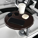 Wooden Car Tray Table with 360° Rotation, Height-Adjustable Car Desk for Laptop, Detachable Car Trays for Eating, Sturdy Steering Wheel Tray, Car Accessories Compatible with Tesla & Most Vehicles by FLORICH