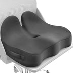 CushZone Ergonomic Seat Cushion, Sciatica Support for Office Chair, Grey | Large Size for Sciatica & Hip & Tailbone Pain Relief, Memory Foam Office Chair Cushion for Car, Long Trip, Desk Chair, Lab by CushZone