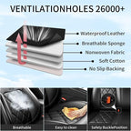 K5 Car Seat Covers Custom Fit for Kia K5 2021-2025 2026, Full Coverage Leather Waterproof Breathable Seat Covers Full Set, Automotive Seat Protectors, Airbag Compatible(5 Seats, Black) - Image 7