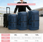 120L Foldable Waterproof Travel Duffel Bag for Men and Women with Shoe Compartment (Dark Blue, EXTRA LARGE, 120L) - Image 8