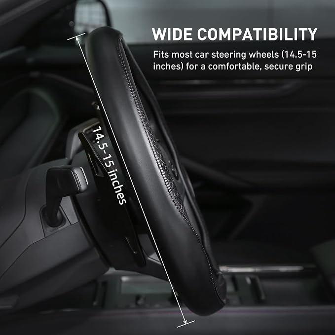 Rueesh Steering Wheel Cover Microfiber Leather Universal for 14.5-15 Inch | Anti-Slip Car Wheel Cover for Women and Men, Durable, Breathable Embossing, Soft Padding - Image 3