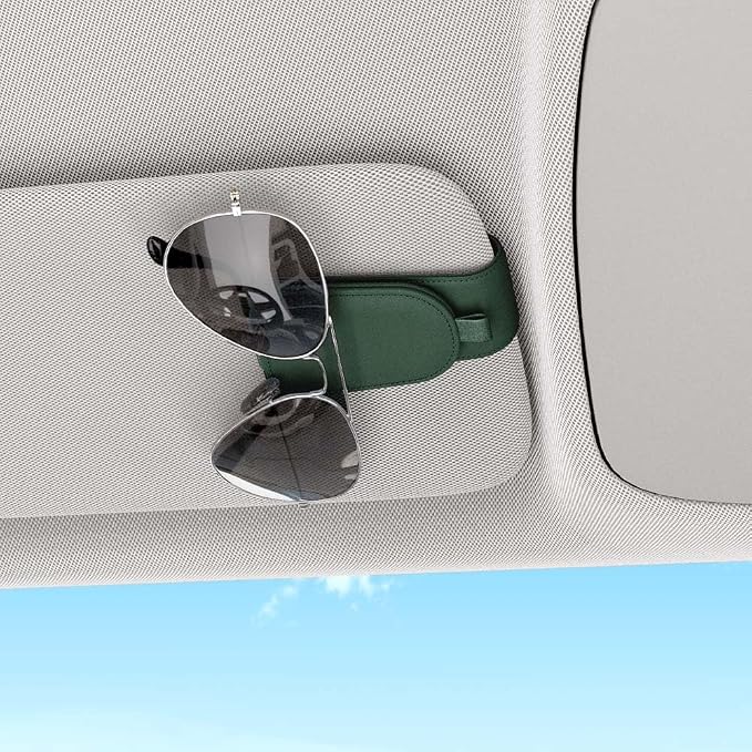 Sotfamily Magnetic Sunglass Holder for Car Visor, 2 Packs, Faux Leather | Strong Magnetism, for Most Car Visors, No Marks on Visor, Gift-Ready Packaging, Sunglass Organizer, Car Accessories for Men - Image 3