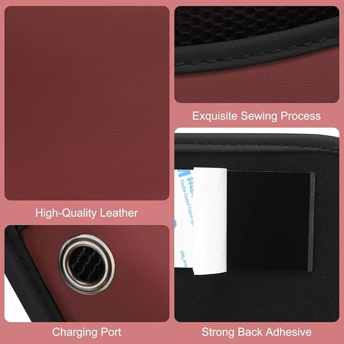 Accmor Universal Car Side Pocket Organizer, PU Leather Pouch for Car Seat, Door, Window, Console, Cards Trash Cell Phone Sunglasses Holder, Car Accessories, Red - Image 8
