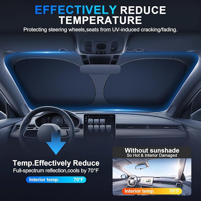 JUSTTOP Windshield Sun Shade for 2020-2026 Toyota Corolla (Not for Corolla Cross) Accessories | Easy-Fold Windshield Sun Shade | 300T Upgraded Heat & UV Reflective Sunshade for Car Windshield - Image 3