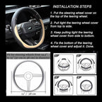 Microfiber Leather Steering Wheel Cover Universal 15 inch (Beige) - Image 6