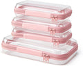 4 pcs Clear Hard Shell Zipper Case, Water-Resistant Travel Makeup Bag, Diaper Bag Organizer Pouches,Clear Toiletry Bags (Pink) by JieJieko