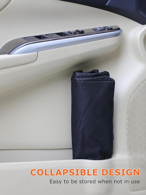 Ginsco New Leak-Proof Travel Car Trash Bag, 3.5 Gallons Large Capacity Hanging Car Trash Can with Hook and Loop Lid and Handle, Multipurpose Trash Bin with Storage Pockets for SUV RV Camping (Black) - Image 7