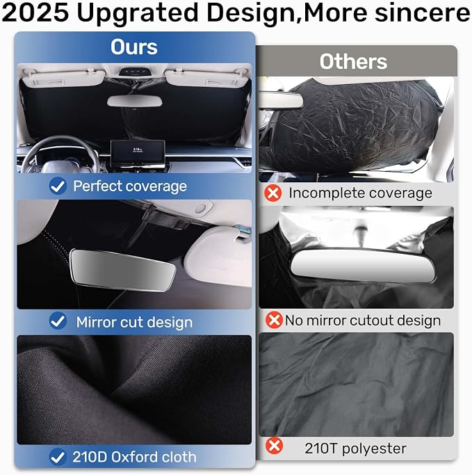 2026 Upgraded Zanch Windshield Sun Shade for Sedan, SUV, 59''x29'' | UV Protection & Heat Reduction, Light-Blocking, Heavy-Duty, Easy to Store&Setup, Keep Interiors Cool, Sun Shield for Parking - Image 4
