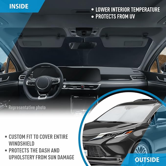 CLIM ART Windshield Sun Shade for Toyota Sienna 2021-2026, Custom-Fit Foldable Car Sunshade, Vehicle Sun Protector, Front Auto Windshield Cover, Car Accessories - WS8011 - Image 5