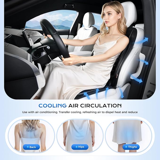 Coverado Cooling Car Seat Cover, Ventilated Seat Cushion with Dual Turbo Fans, 3 Wind Speed, Built-in USB Ports, Breathable Mesh & Carbon Fiber Fabric, Cooled Seat Cover Universal Fit for Cars, Gray - Image 6
