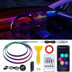 Acrylic Interior Car LED Strip Light with 30S Motion Sensor Switch&USB Hub, Dreamcolor 55.1 inches Ambient Lighting Kits, RGB Colors Neon LED Strip Light by MAODANER