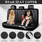 CAR PASS Luxury Nappa Leather Back Seat Covers, Piping Water Resistant Premium Perforated Leather Rear Bench Seat Covers, Breathable Backseat Cover Universal Fit for Most Sedan SUV Van Truck, Black - Image 3