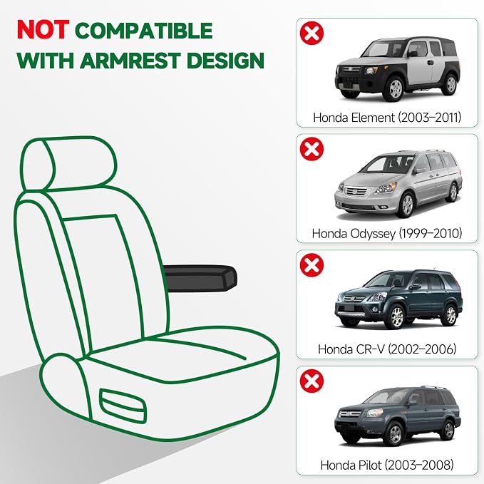 GIANT PANDA Front Seat Covers for Honda CRV HRV Civic Accord Element, Faux Leather Bucket Seat Cover Fit Honda Seat Protectors (Black) 2-Pack - Image 9