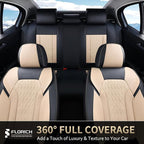 Seat Covers, Car Seat Covers Full Set, Luxury Nappa Leather Seat Covers, Breathable and Waterproof Car Seat Protector 5 Seat, Automotive Seat Covers Universal Fit for Most Cars-Black&Beige - Image 4