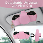 KINIVA Sunglasses Holder for Car Visor with Hanging Hook Portable Leather Glasses Storage Bag with Detachable Clips - Image 2