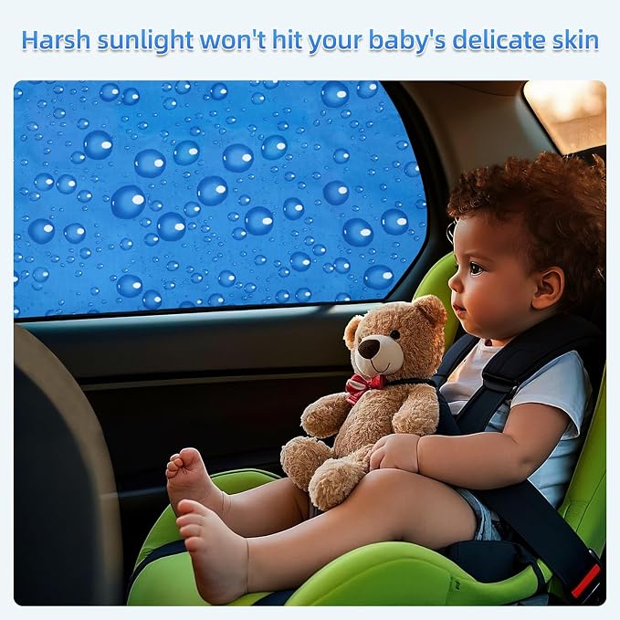 Aokway Magnetic Side Window Sun Shade -100% Block Light Car Window Shades - Car Privacy Curtains Universal Fit for Baby Naps, and Camping with UV Protection (Blue, Rear 2pcs) - Image 5