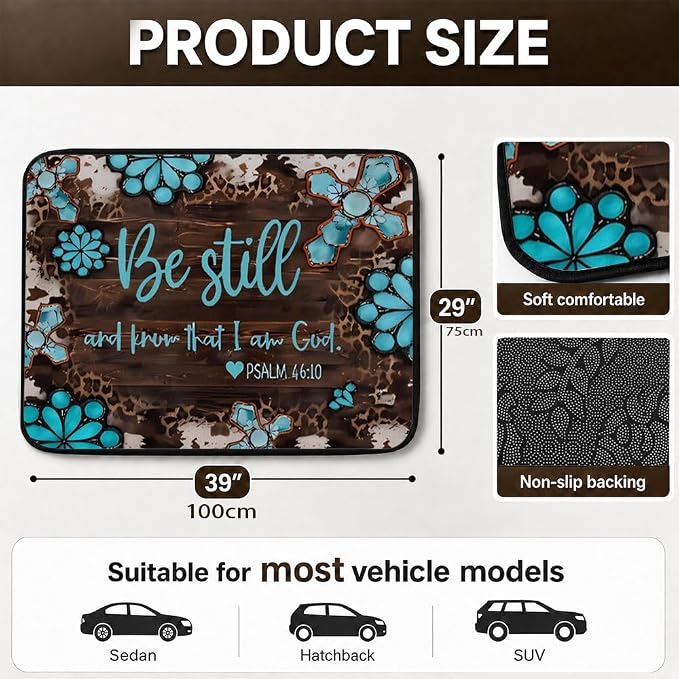 Car Trunk Mat for SUV, 29"x39" Be Still Faith Floral Cargo Liner Protector | All Weather Universal Cargo Liners for Dogs, Car Accessory for SUVs/Sedan/Wagons, Durable Non-Slip Washable Rear Cargo Mat - Image 2
