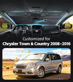 Windshield Sun Shade for Chrysler Town & Country 2008-2016,UPF50+ Keep Cool | 360°Rotating Shaft, Custom Fit Umbrella Sunshade for UV Blocking, Interior Heat Protection, Easy Storage for Naps - Image 2
