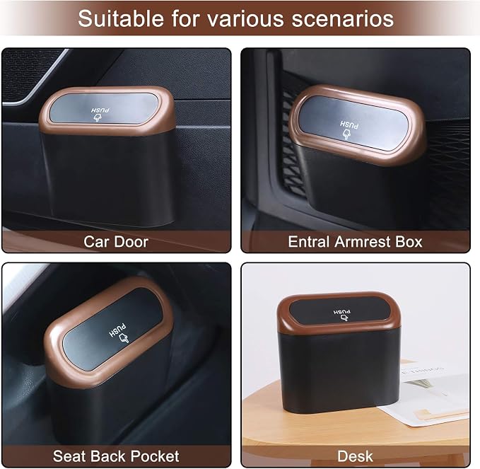 Accmor Car Trash Can with Lid, Leakproof Vehicle Trash Bin Auto Dustbin Organizer, Waterproof Mini Garbage Bin Trash Container with Garbage Bag for Automotive Car, Home, Office, Kitchen - Image 6