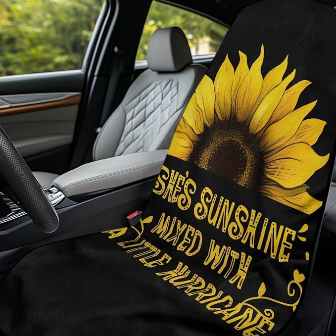 Sunshine Sunflower Car Seat Towel with Storage Bag Auto Interior Front Seat Towel Protector Sunflower Car Interior Accessories Universal Non Slip Waterproof Sweat Protector Beach Yoga Towels - Image 3