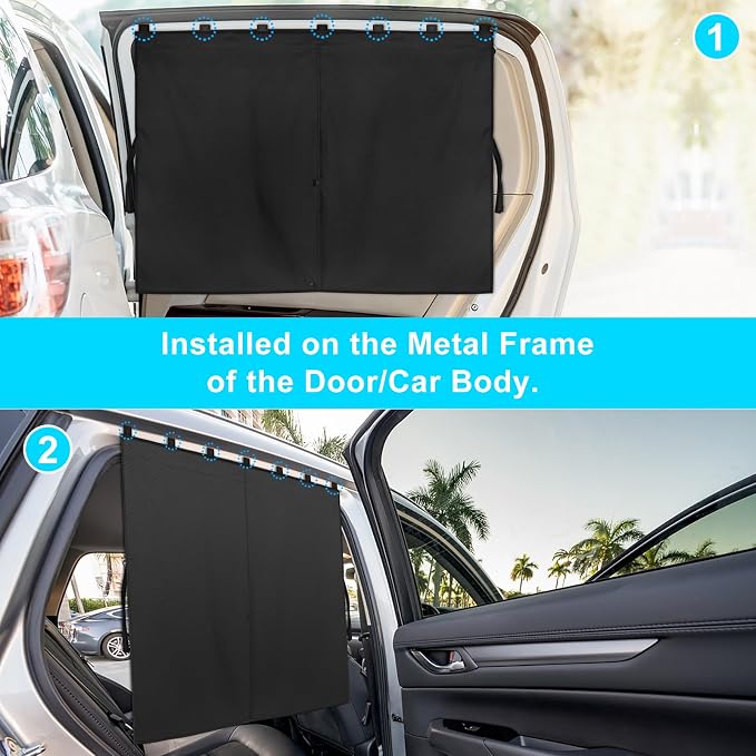 Car Window Shades, Double Layers Magnetic Car Sun Shade for Baby, Blackout/See Through Back Side Window Covers, Auto Window Curtains for UV Protection - Image 4