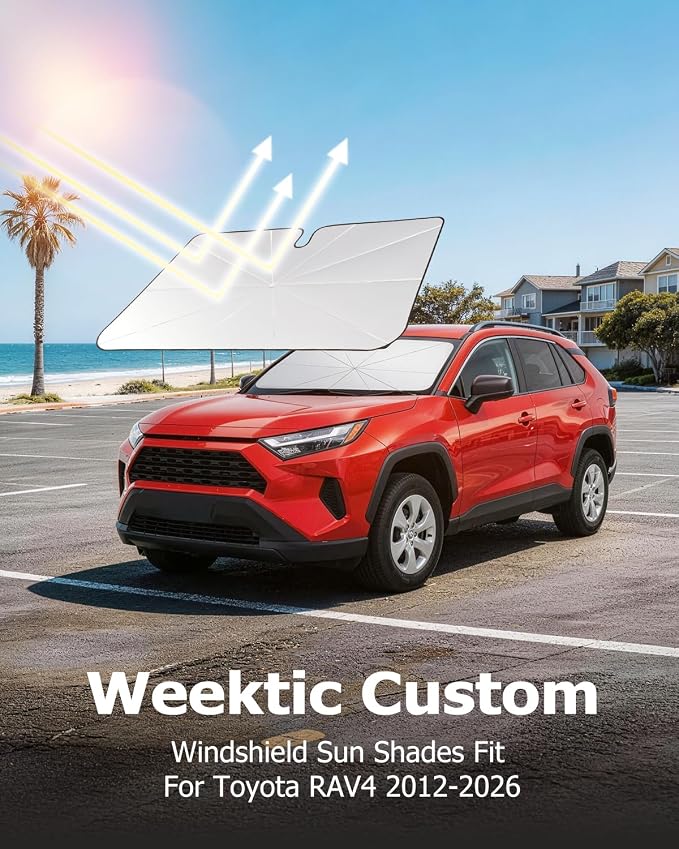 Weektic Custom Windshield Sun Shade Umbrella for Toyota RAV4 2013-2026, [Double Thickened Ice Crystal Coating] Sun & Heat Protection, Keep Vehicle Cool & Protect Interior - Image 5