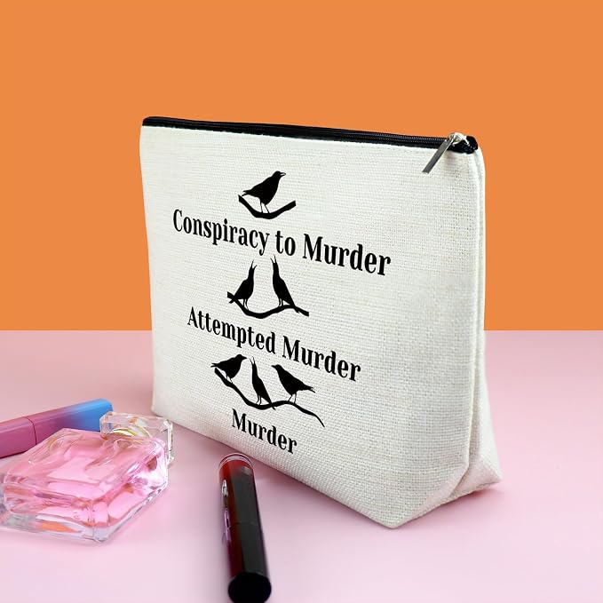 Crow Lover Gifts Makeup Bag Cosmetic Bag Bird Lover Gift Bird Watching Crows Themed Gift Crow Christmas Graduation Birthday Gifts For Friend Daughter Zipper Travel Bag - Image 3